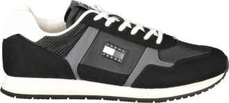 Tommy Hilfiger Zwarte Heren Sneaker met Opvallende Details - Heren - Sneakers - Zwart - 40 EU - Polyester - Schoenen