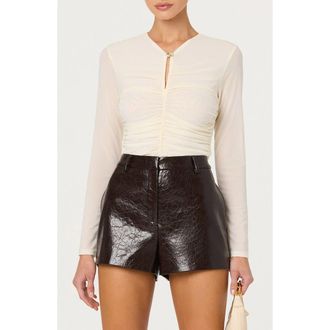 ASTR the Label Yasmine Ruched Long Sleeve Shirt in Off White at Nordstrom Rack, Size Medium