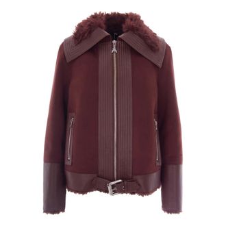 Patrizia Pepe Bikerjack met pluizige details - Dames - Jassen - Bruin - XS - Polyester - Jassen