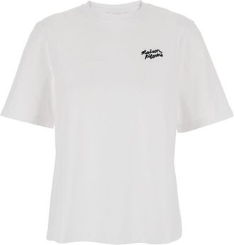 Maison Kitsun&eacute; White Logo Crew Neck T-Shirt