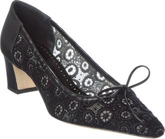 Manolo Blahnik Martebal 50 Lace & Satin Pump