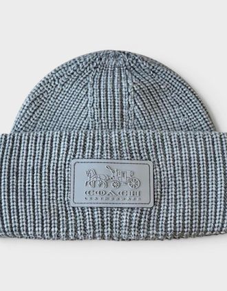 Coach Mens Patch Beanie Dove Grey - Size: ONE size
