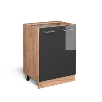 Vicco Mueble Bajo De Cocina R-line, Antracita Alto Brillo, 60 Cm Sin Encimera