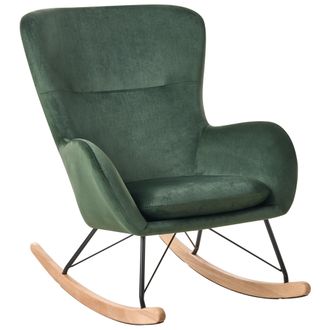 Beliani Beliani - Silla Mecedora De Terciopelo Verde Oscuro Patas De Metal Balancines Moderno Glamour Tradicional Ellan