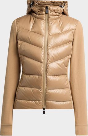 Moncler Padded Down Zip-Up Hoodie Cardigan