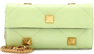 Valentino Garavani Roman Stud gewatteerde leren crossbodytas met ketting - Groen