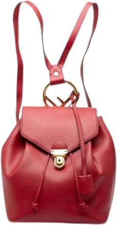 Fendi Pre-owned Backpacks, female, Red, Size: ONE SIZE Pre-owned Leather Backpack