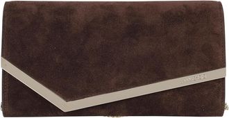 Jimmy Choo London Emmie Suede Clutch - Dames - Clutches - Bruin - ONE Size - Su&egrave;de - Tassen