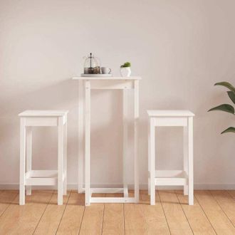 vidaXL Set De Bar 3 Piezas Madera Maciza De Pino Blanco Vidaxl