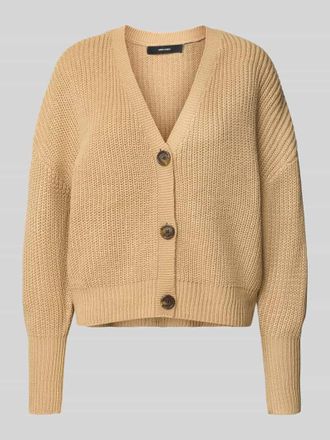Vero Moda Regular Fit Strickjacke mit Schmuckkn&ouml;pfen Modell LEA in Sand, Gr&ouml;&szlig;e L