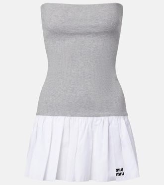 Miu Miu Embroidered cotton and cashmere minidress