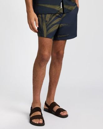 Onia Calder Buckle 5 Swim Trunk in Deep Navy Multi at Nordstrom, Size 34