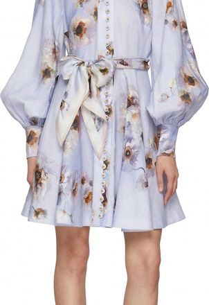 Zimmermann Hypnotic Buttoned Mini Dress In Lilac Poppy