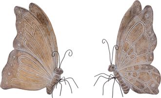 Melrose International Etched Butterfly Shelf Sitter (Set of 4) - Brown