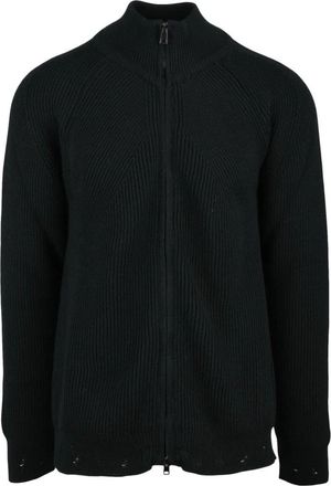 Officina36 Truien & Vesten, Heren, Zwart, M, Wol, Cardigan met rits