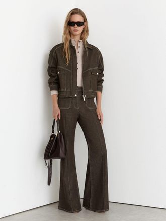 Reiss Brown Patch-pocket Flared Jeans, 24L
