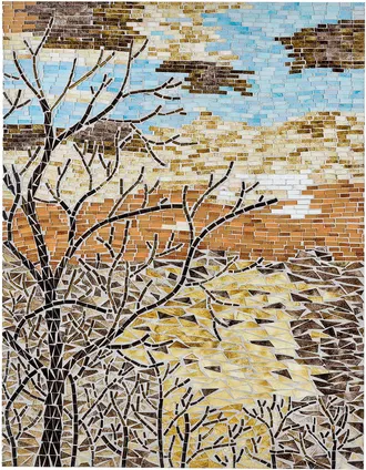 Beliani Decoraci&oacute;n De Pared De Vidrio Marr&oacute;n Amarillo Naranja Azul 60 X 80 Cm Tamiang
