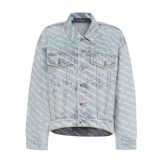 Alexander Wang Alexander Wang, Denim Jackets, female, Blue, Size: XS All-Over Logo Denim Jacket