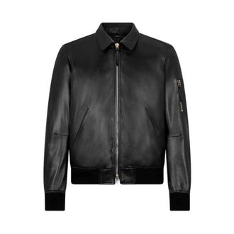 Tom Ford Jassen, Heren, Zwart, 5Xl, Soft Nappa Plonge Collar Blouson