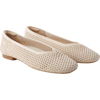 Vivaia Square-Toe V-Cut Flats in Almond Mesh at Nordstrom, Size 9.5