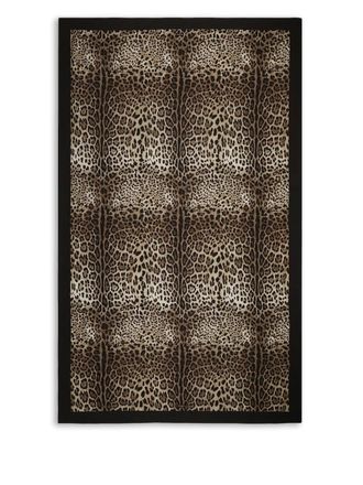 Dolce & Gabbana leopard-print border trow (180cm x 180cm) - unisex - Linen/Flax - One Size - Black