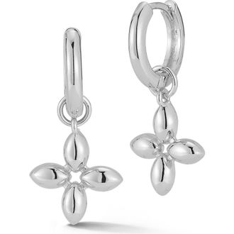 Sphera Milano Clover Huggie Hoop Earrings in Silver at Nordstrom Rack