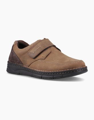 Hush Puppies Mens Hush Puppies Forde Touch Fastening Leather Mens Tan Loafers - Brown - Size: UK 12 / eu 47 / us 14