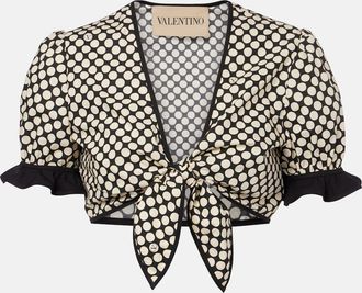 Valentino Top cropped Plus De Pois in popeline di cotone