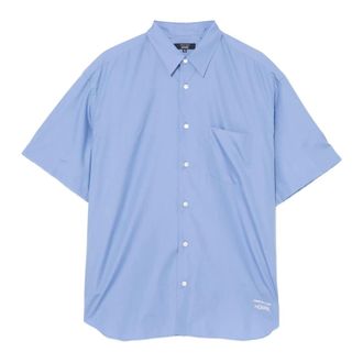 Comme Des Gar&ccedil;ons Logo-embroidered Shirt - male - Comme des Gar&ccedil;ons - Short Sleeve Shirts - Blue - M - Shirts