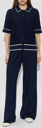 Bogner Silk Trousers Paula, Womens, Navy Blue