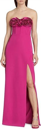 Monique Lhuillier Womens Stella Strapless Long Dress In Cerise Pink