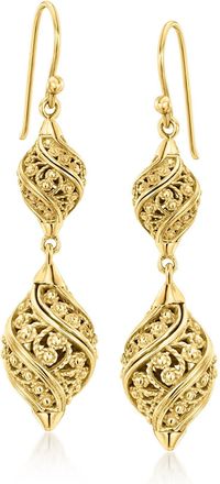 Ross-Simons 18kt Gold Over Sterling Filigree Double-Teardrop Earrings