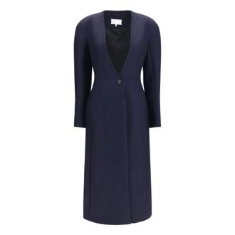 Maison Margiela Lange Jas van Scheerwol - Dames - Mantels - Blauw - Maat: XS Wol