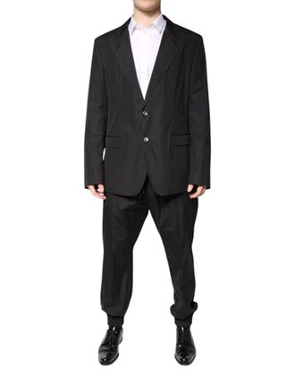 Dolce & Gabbana Mens Black Cotton Single Breasted 2 Piece Suit