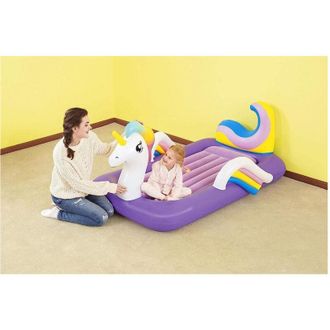 Trade Shop Trade Shop - Lettino Gonfiabile Per Bambini Unicorno 196x104x84 Cm Materasso Floccato 67713