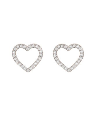 Suzy Levian 14K 0.10 Ct. Tw. Diamond Open Heart Studs