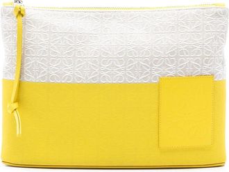 Loewe Pre-owned Loewe Repeat Anagram Jacquard and Leather Oblong Pouch Ladies 522209