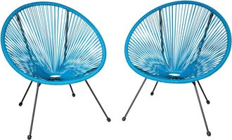 TecTake 2 sillas de jard&iacute;n dise&ntilde;o retro, estilo acapulco 70.5x69x78 cm azul