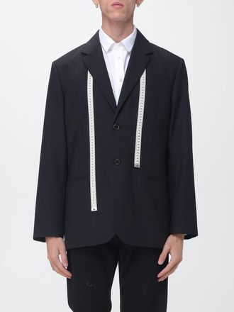 Moschino Blazer monopetto in lana vergine con stampa grafica all-over