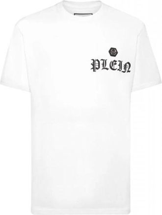 Philipp Plein T-shirt Ronde Hals SS Gothic Plein - Heren - T-shirts - Wit - XL - Katoen - Tops