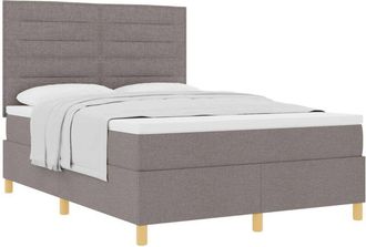 vidaXL Box Spring Bed with Mattress Taupe 140 x 190 cm Fabric vidaXL