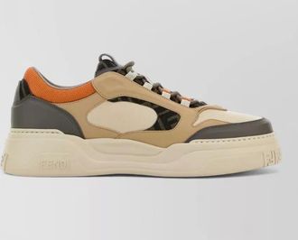 Fendi leather paneled low-top sneakers