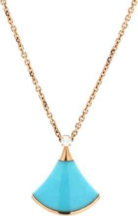 Bulgari Divas Dream Pendant Necklace 18K Rose Gold with Turquoise and Diamond Small