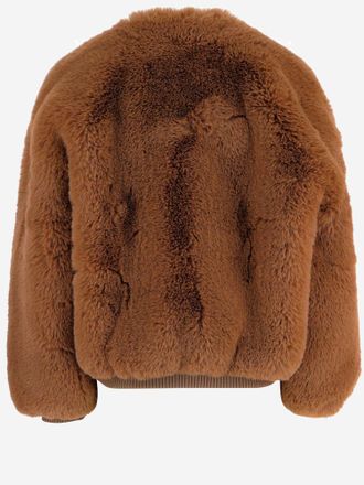 Frankie Shop Womens Faux Fur Jacket Brown Polyester