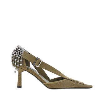 Prada Cotton canvas pumps with crystals Woman 37