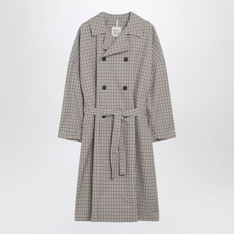 Douuod Double-breasted check trench coat