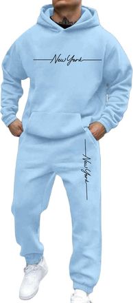 Generic Mens Streetwear Tracksuit Set Casual 2 Piece Hoodie and Joggers Outfit Sportswear Sweatshirt Set Fashion Pullover and Trousers Athletic Jogging Suit f