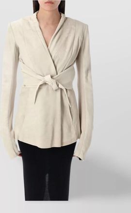 Rick Owens leather jacket tie waist