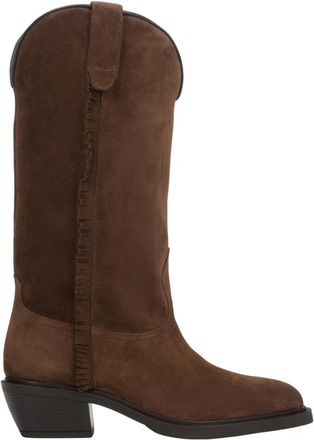 Estro & Luminara Premium Italiaans Velours Hoge Cowboylaarzen - Dames - Cowboylaarzen - Bruin - 39 EU - Leer - Schoenen