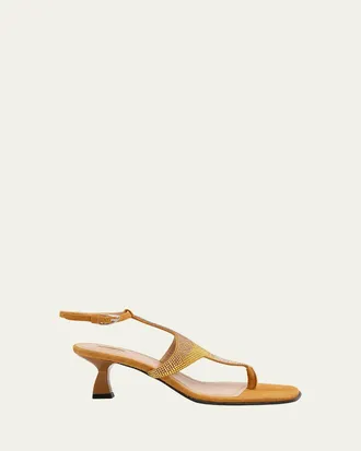Nodaleto Dona Nova Embellished Suede Kitten-Heel Sandals